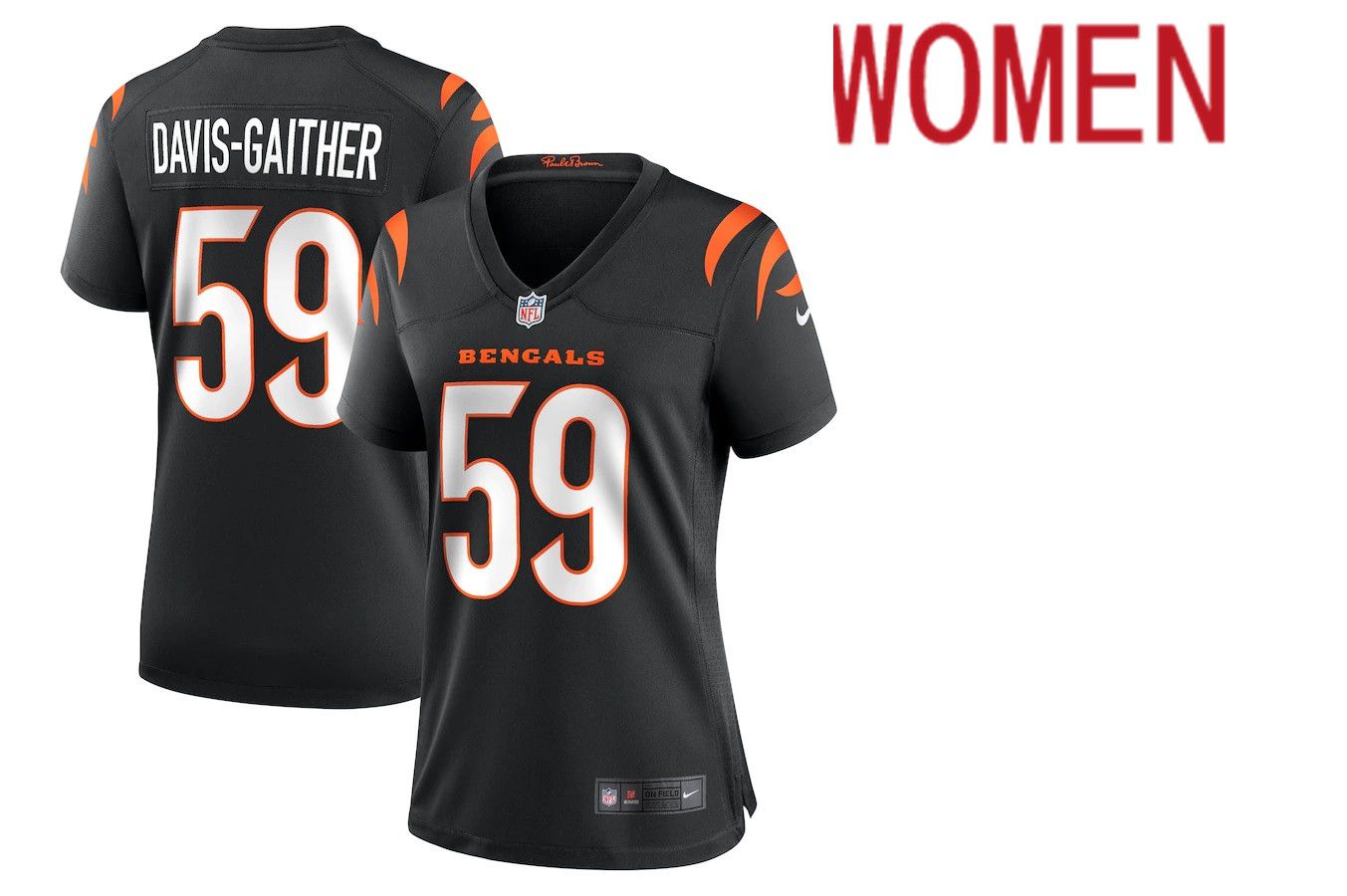 Women Cincinnati Bengals #59 Akeem Davis-Gaither Nike Black Game Player NFL Jersey